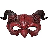 Mzztino Demon Mask Halloween Devil Half Face Scary Horn Beast Masks Masquerade Cosplay Costume