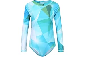 Zestonie Girls Long Sleeve Rash Guard One Piece Swimsuits for Kids Tie Dye Bathing Suit UPF 50+ Swim Shirts 3-16 Years