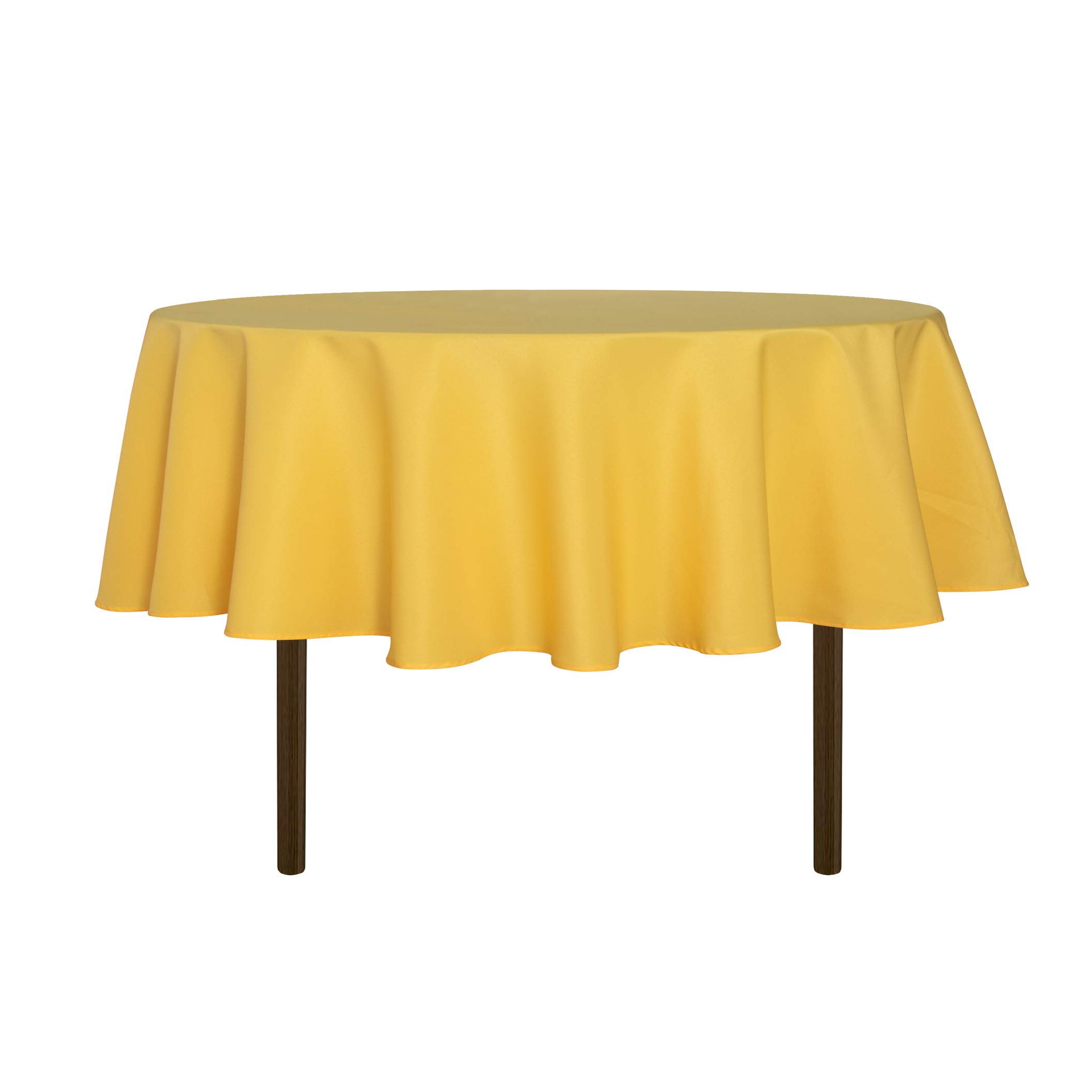 Photo 1 of sancua Round Tablecloth - 60 Inch - Water Resistant Spill Proof Washable Polyester Table Cloth Decorative Fabric Table Cover for Dining Tables, Buffet Parties and Camping, Yellow