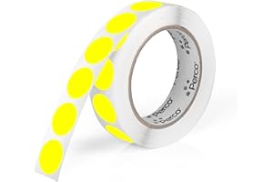 Perco Fluorescent Yellow 1-Inch Round Circle Dot Sticker Labels with Easy Peel Perforation - 1,000 Labels per Roll - Strong Adhesion, Vibrant Colors for Organizing, Crafting & More - Made in USA