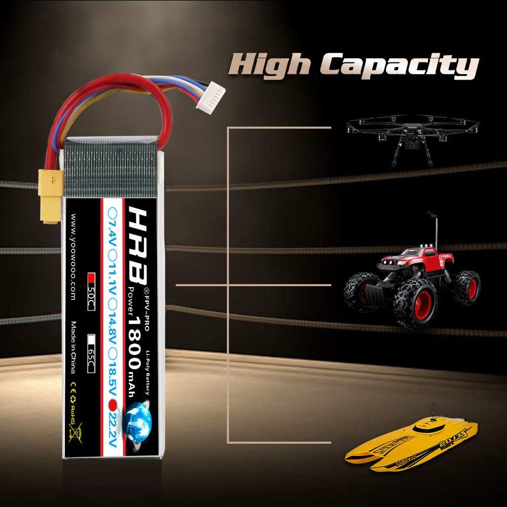 HRB 2PCS 1800mAh 6S 22.2V 50C LiPo Battery With XT60 Plug for SAB380 Align 470 ALZRC Devil 380 480 RC Helicopter Airplane Cars Truck Buggy Truggy Multicopter Drones - Image 3