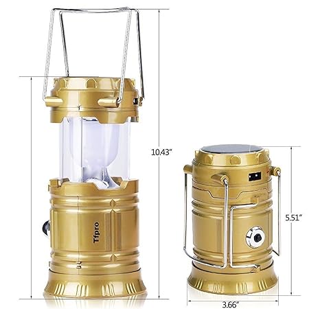 GOOSEBERRY LED Solar Emergency Light Lantern + USB Mobile Charging point, 3 Power Source Solar, Battery, Lithium Battery, Travel Camping Lantern - (Blue, Black, Golden, Brown) - Color will be as per stock