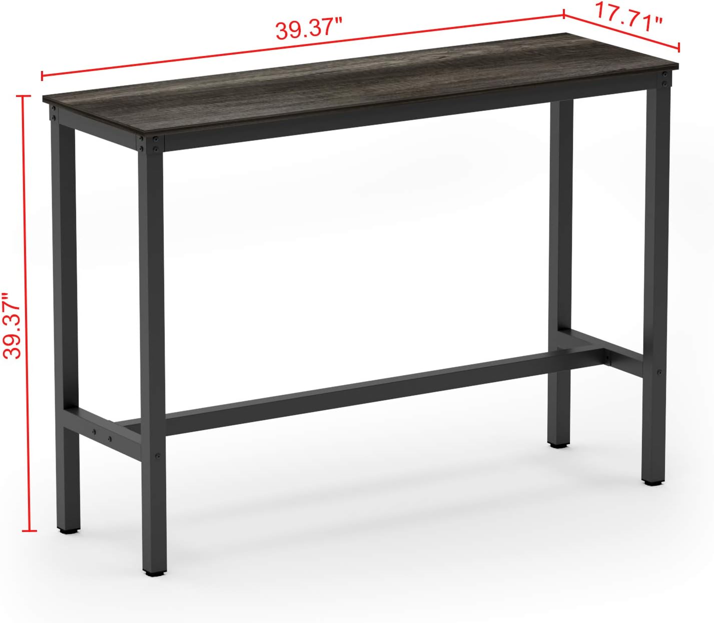 Teraves Bar Table with Solid Metal Frame,Counter Height Dining Table Kitchen Bar Table for Dining Room,Living Room (39.37", Black Oak): Kitchen & Dining