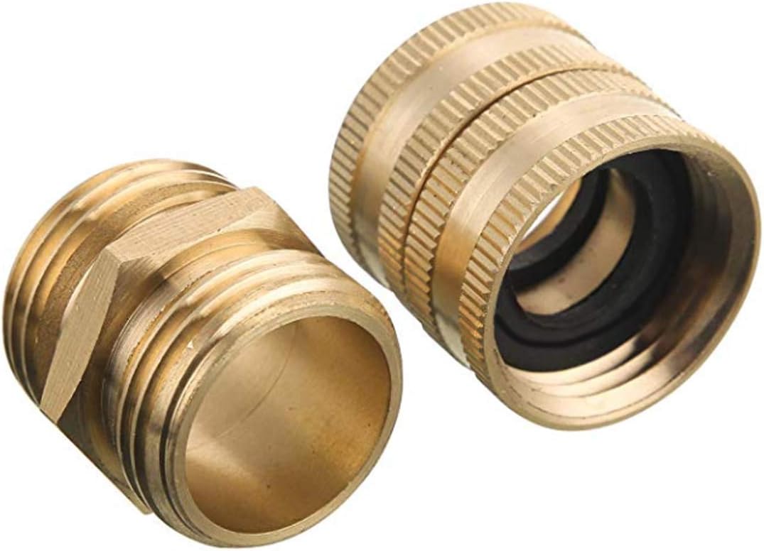Hourleey Garden Hose Adapter, 3/4 Inch Solid Brass Hose Connectors Adapters, Male to Male, Female to Female, 4-Pack with Extra 6 Washers : Garden & Outdoor