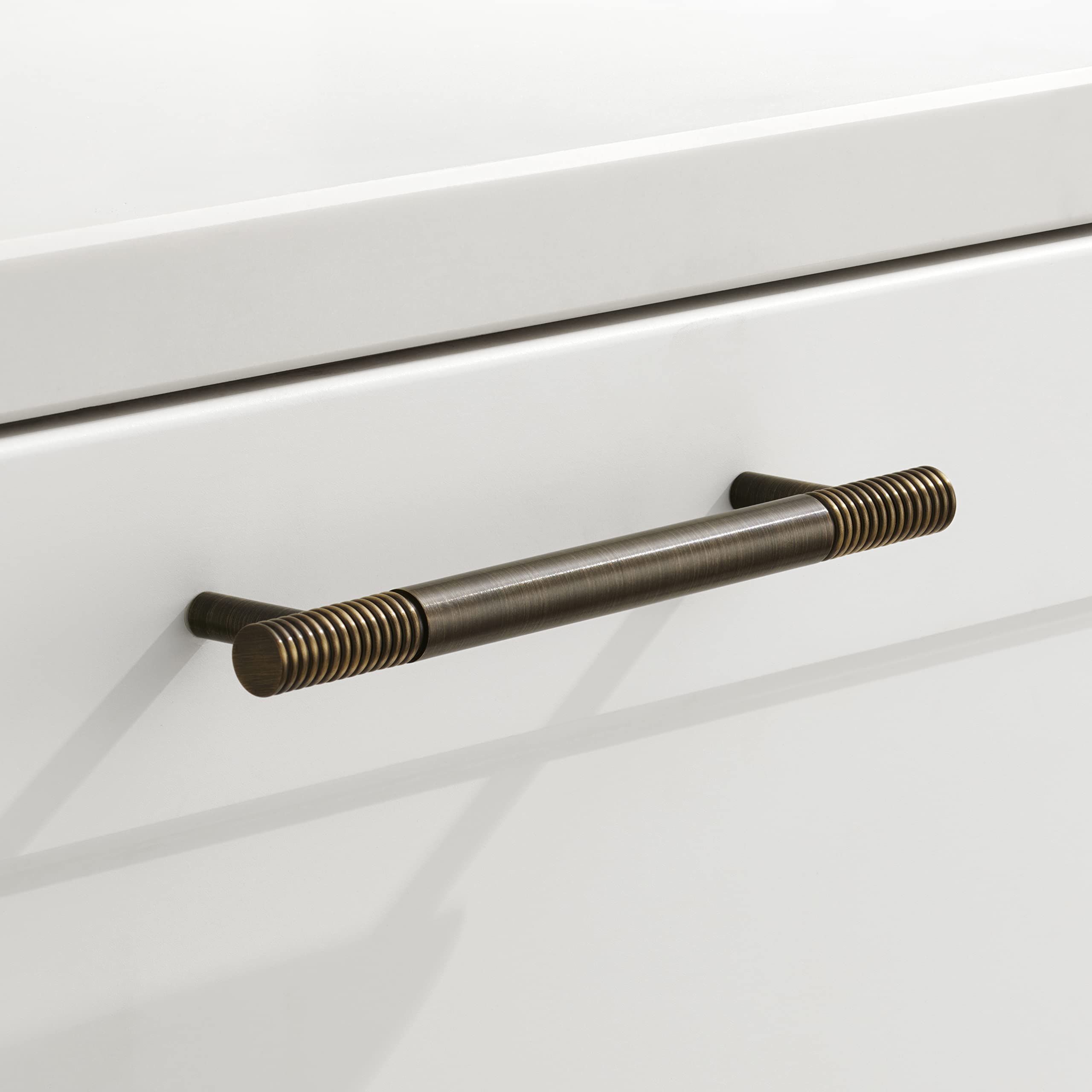 Pushka Home LTD Modern Contemporary Beehive Antique Gold Cabinet Pull Handles for Door, Cupboards and Drawers (384mm Hole Centre)