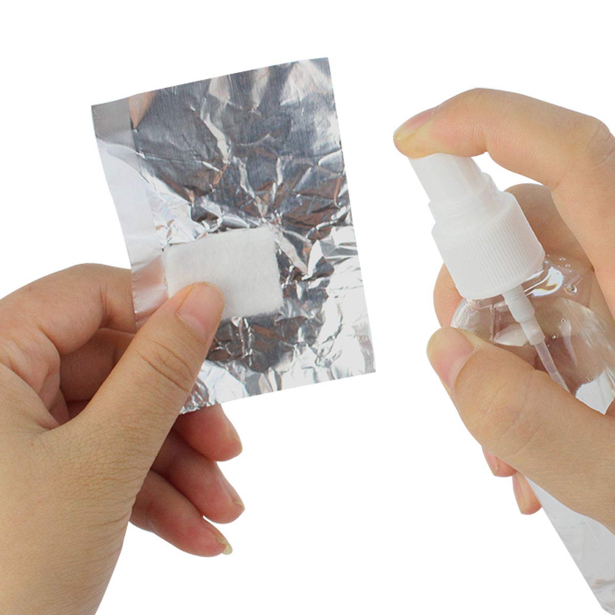 mifengdaer 300 Pack Nail Foil Wraps Gel Nail Remover Wraps Aluminium Foil Nail Wraps Nail Art Soak Off Remover Nail Polish Remover Pads with Pre-attached Lint-Free Cotton Pads with 1 Piece Cuticle Pusher