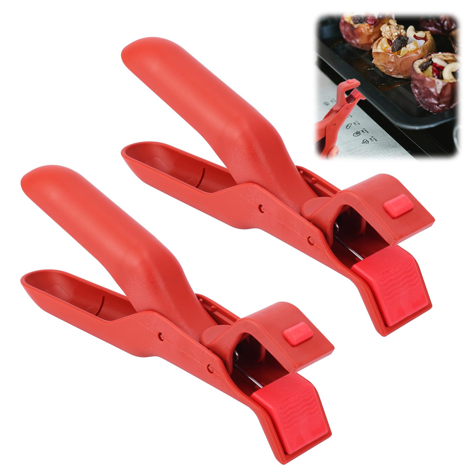 Photo 1 of 2pcs Anti-Scald Bowl Holder Clips, Multifunctional Hot Plate Gripper Silicone Anti Bowl Dish Plate Pizza Pan Gripper Heat Clips Tongs Clamp for Pots Bowls Plates Cooking (Red)