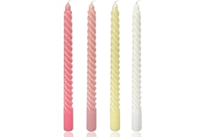 SIXLADYBRO 10 Inch Spiral Taper Candles for Home Decoration, 4 Pack Candy Series Candlesticks for Dinner Party Holiday Birthday Celebration, Dripless and Smokeless
