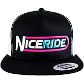 NICERIDE "The Tube Adjustable Snapback Trucker Baseball High-Profile Flat Bill - Embroidered Unisex Design - Hand Washable (Black)