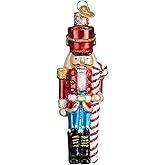 Old World Christmas Peppermint Nutcracker Glass Blown Ornament for Christmas Tree, Handcrafted Holiday Decoration, Holiday Collection