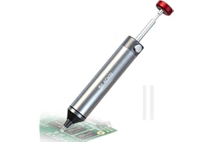 SILADKN Desoldering Tool for Engineer, 30hg-cm Strong Suction Metal Soldering Iron Solder Sucker, Manual Vacuum Suction Soldering with 50mm Silicone Nozzle for Integrated Circuit Board Repair 1PCS