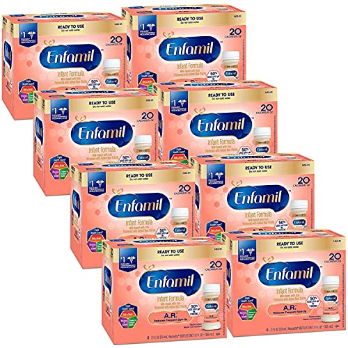 Enfamil A.R. 48 bottles (2 fl oz each), Ready to Feed Baby Formula Bottles, reduces spit up in 1 week, Omega 3 DHA…