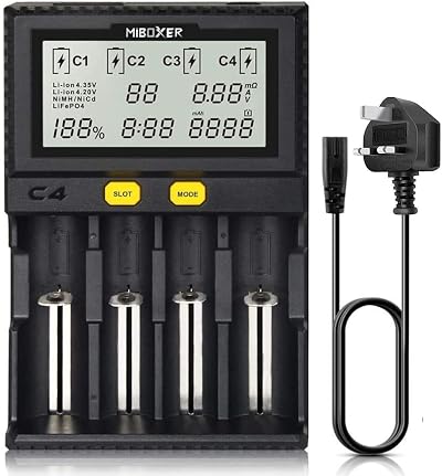 COSOOS 18650 Battery Charger MiBOXER 4-Bay with LCD Fast Charging