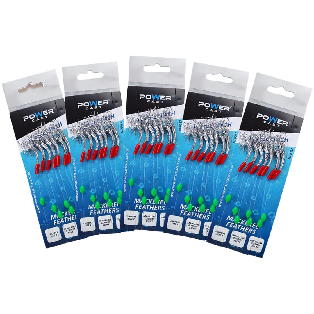 7 Hooks Mackerel Feathers (5 pack) (Tinsel Flash)