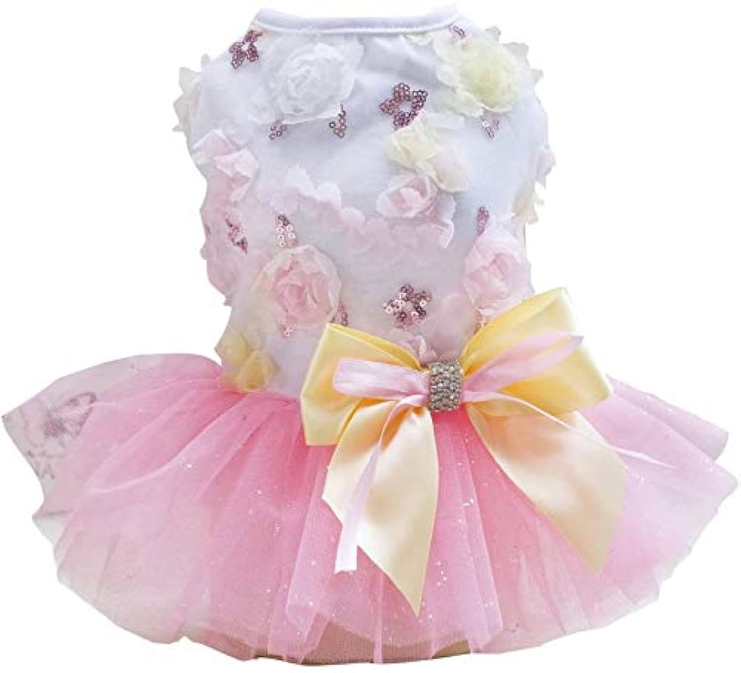 Dog Dresses for Small Dogs Puppy Skirt Princess Tutu Flower Sequin Dot Wedding Lace Luxury Bow Dresses for Small Dogs Girls Cats L Pink