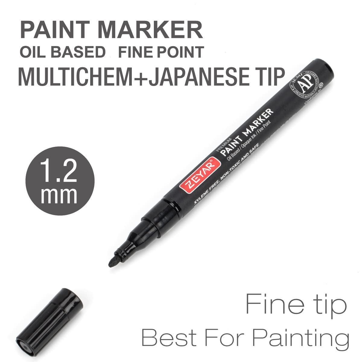 ZEYAR Oil-Based Paint Markers, Fine Point 24 Colors, AP Certified, Works on Rock painting, Wood, Glass, Metal, Ceramic and more (24 Colors Fine Point)