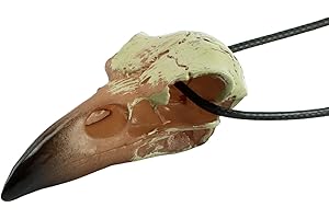 HKZTUY Halloween Raven Skull Necklace, Mini Gothic Animal Skull Pendant, Fake Bone Bird Skeleton Wall Hanging, Tabletop Display for Alternative Fashion & Home Decor Lovers