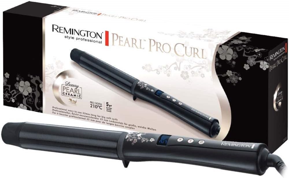 Remington Fer à Boucler, Boucleur XL 32mm Advanced Ceramic, Soin Eclats de Perles, Cheveux Brillants - CI9532 Pearl