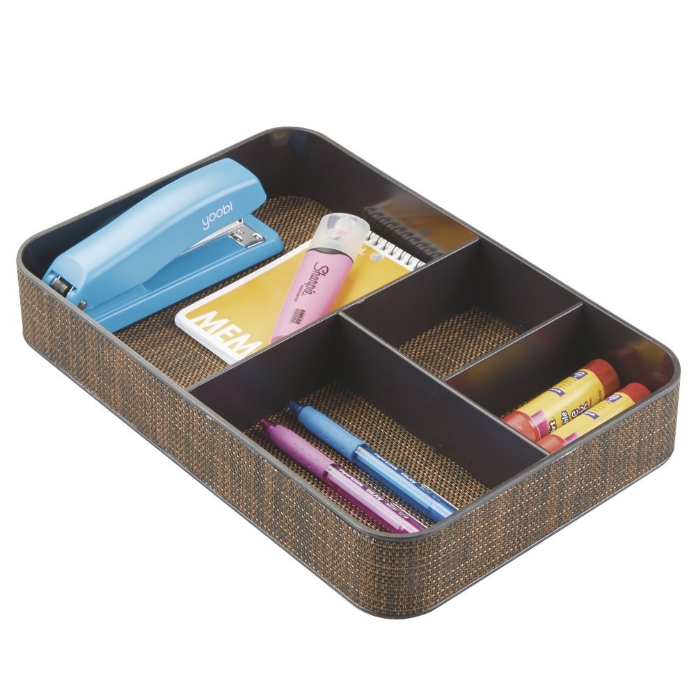mDesign Office Supplies Desk Organizer Tray for Calculators, Notepads