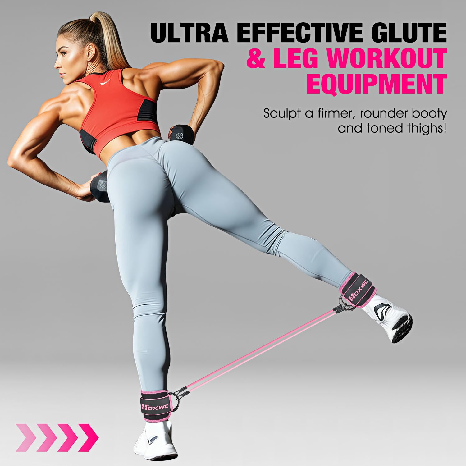 HOXWC Ankle Bands with Cuffs for Leg and Booty Workouts - Resistance Bands for Kickbacks and Hip Training - Image 3