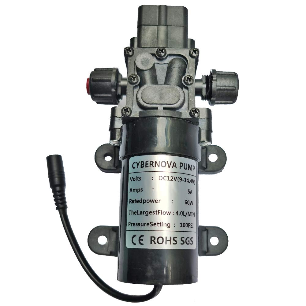 CYBERNOVA DC12V 100PSI 4L/m High Pressure Automatic Diaphragm Priming Pump with Pressure Switch Caravan/Boat/Camping/Garden (with DC Female Interface)