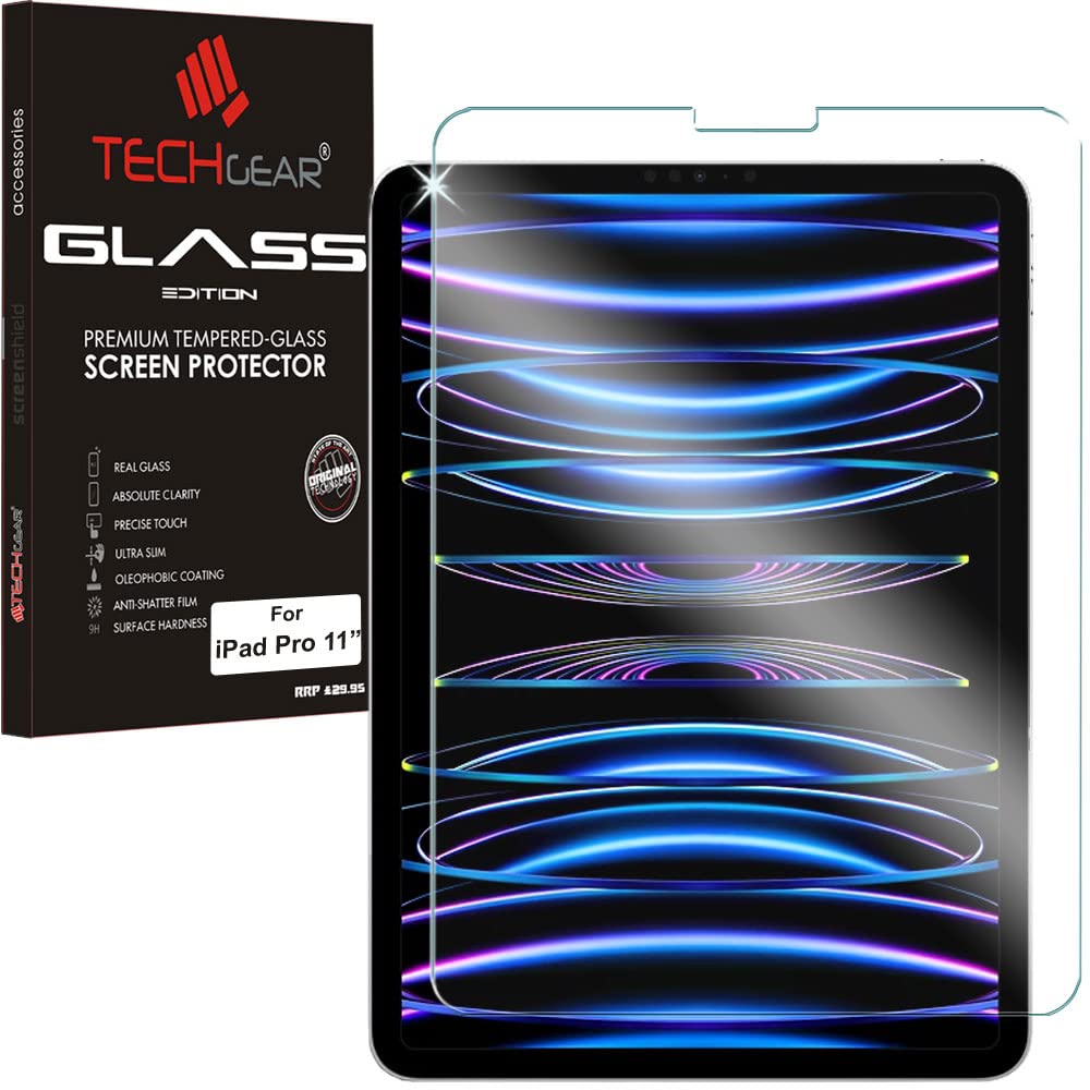 TECHGEAR GLASS Edition for iPad Air 5/4, iPad Pro 11" 2022 2021 2020 2018 Tempered Glass Screen Protector Compatible with Apple Pencil & iPad Air 10.9" 5th / 4th Gen, iPad Pro 11 4th 3rd 2nd 1st Gen