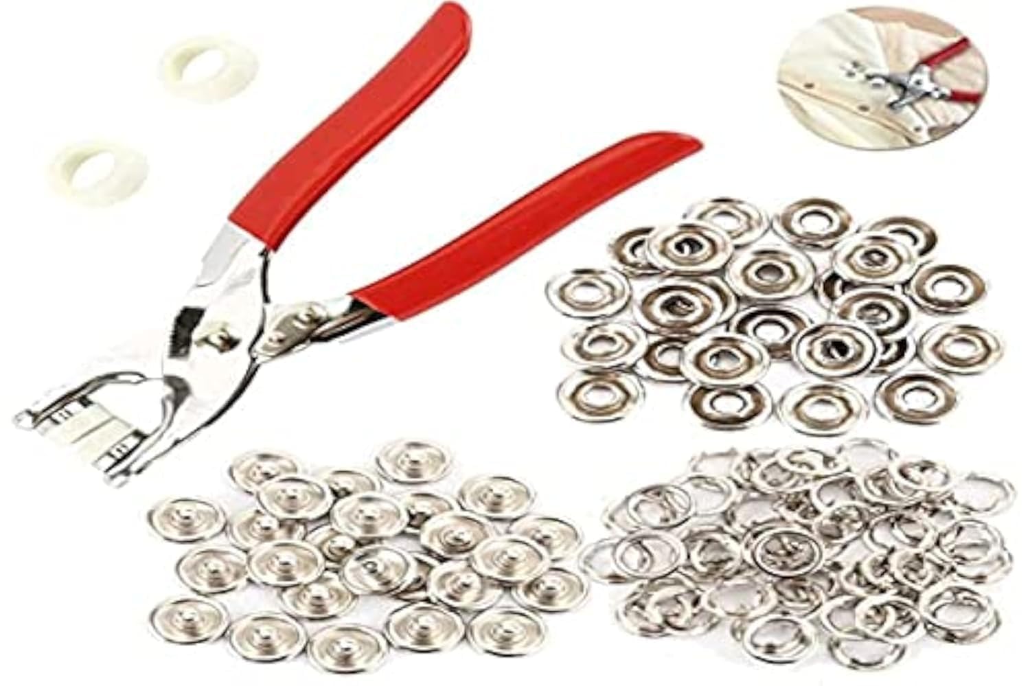100 Sets of Snaps, Full Hollow Buttons with Press Stud Clips, Sewing Snaps, Metal Snaps, DIY Tools for Crafts Clothing