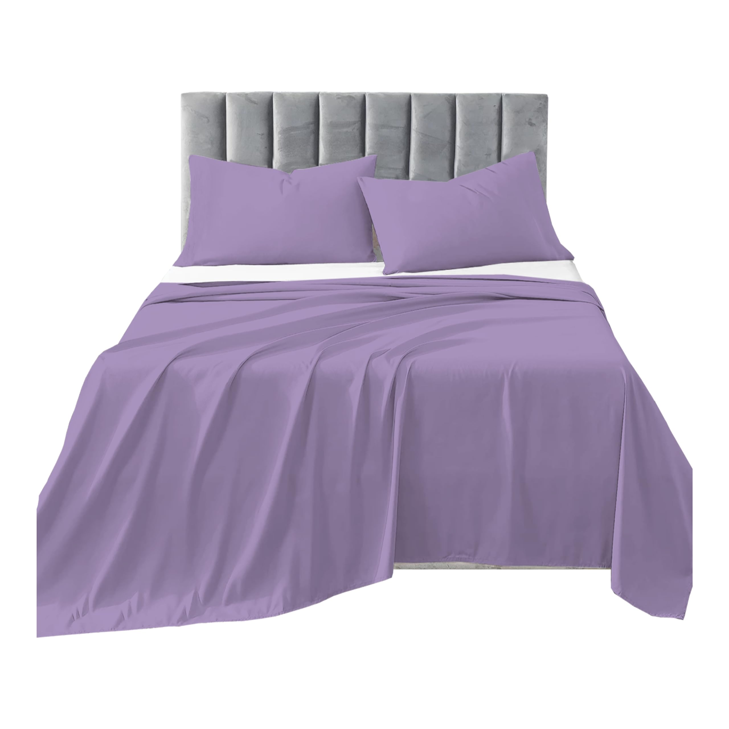 R&Z Plain Luxuary Polycotton Flat Sheets Single, Double, King, S King (Lilac, King) — image 1