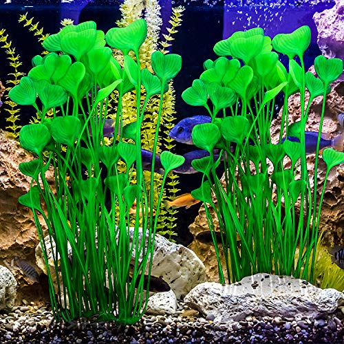 MyLifeUNIT Plastic Fish Tank Plants, 2 Pack Artificial Tall Aquarium