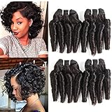 Molefi Brazilian Virgin Funmi Hair 4 Bundles Spiral Curl Hair Bundles Short Curly Weave 7A Unprocessed Brazilian Human Hair Extensions 50g/pc Full Head Natural Color