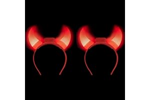 GiftExpress 2-pack Red Flashing Light Up LED Devil Horns Headband Halloween Costume Head Boppers (2-pack)