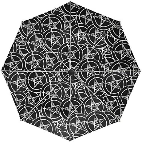 Satanic Sigil Baphomet Pentagram Sun&Rain Automatic Umbrella Windproof Travel UV