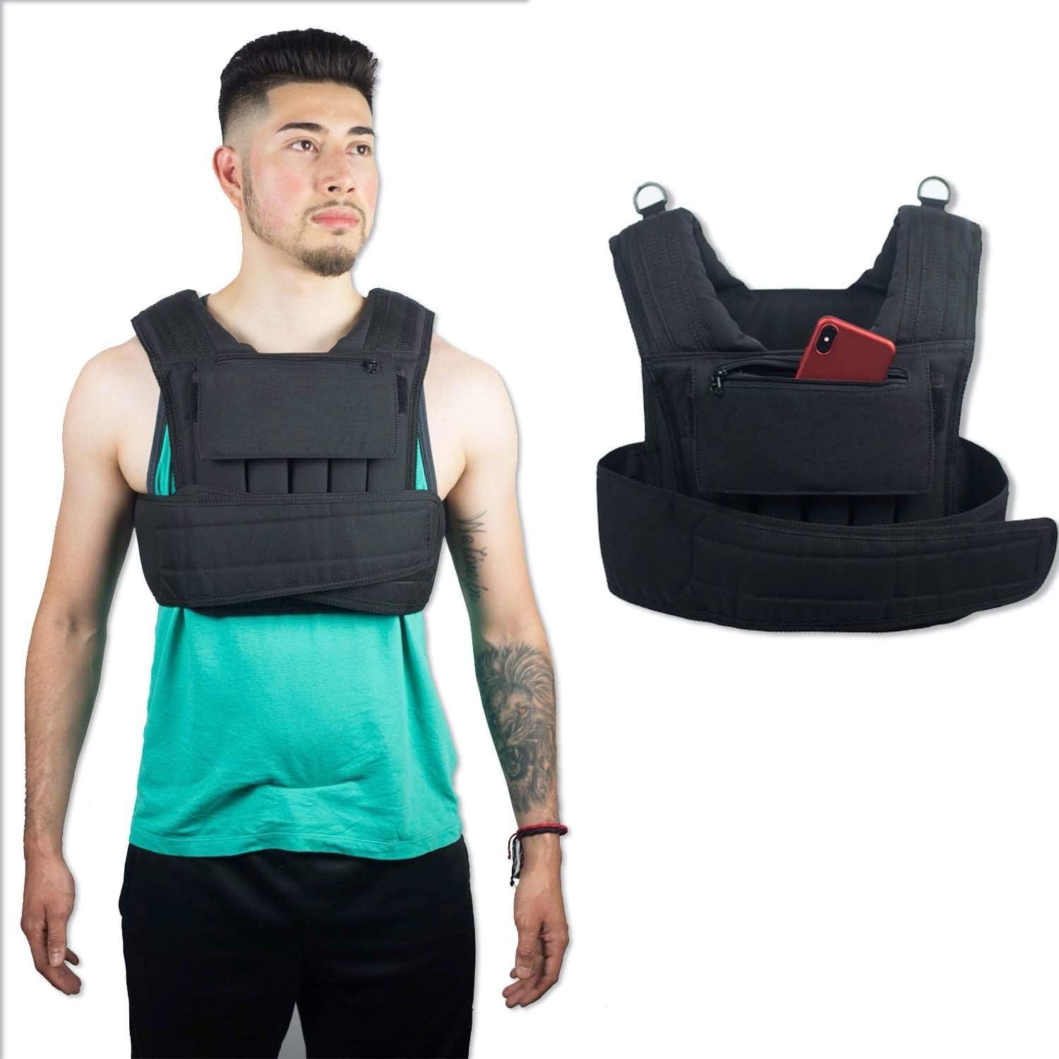 Neoval Merch Adjustable Weighted Vest Men, Women, Kids, 20lbs/45lbs with Phone Pocket, Shoulder Pads, Body Weights Vest for Strength Training, Running, Weight Loss, Fitness, Workout, Chest Weight