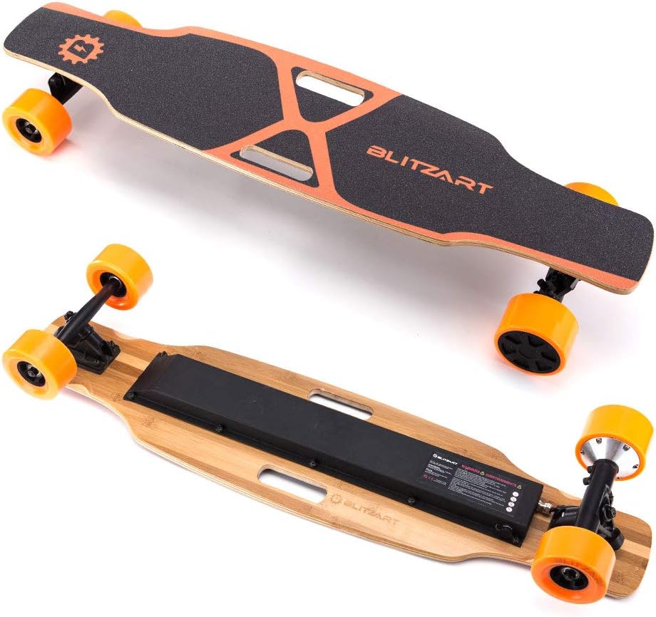 BLITZART X-Plore Electric Skateboard Longboard 17mph Range 350W Hub-Motor 3.5" 90mm