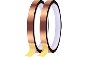 DASSNANE 2 Rolls 10mm x33m (108ft) High Temperature Tape Sublimation Tape for Circuit Board Electronics Soldering,Sublimation Heat Tape for Heat Transfer Tape Dispenser,Up to 250℃(480℉)(Brown)