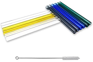 12 Pcs 6 Inches Borosilicate Glass Tubes, Gtysmox 5 Colors 12mm Diameter 2mm Thickness Glass Tubing with 1 Cleaning Brush