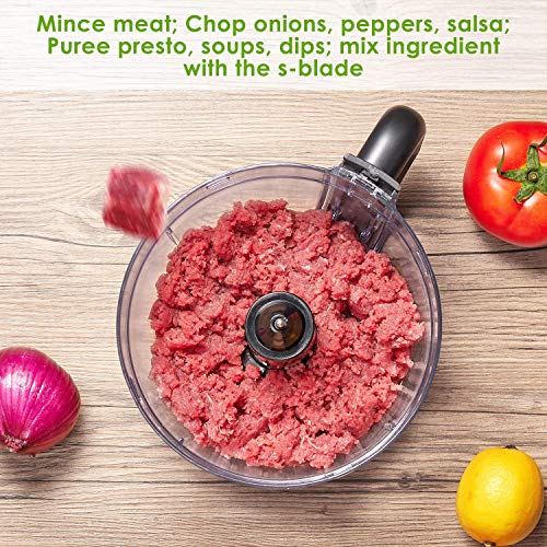 Food Processor, 12-Cup 600W Powerful Multi-Function Food Processor with LED light, Safe lock, 3 Speeds 6 Main Functions with Chopper Blade, Dough Blade, Shredder, Slicing Attachments, Silver - Thumbnail 2