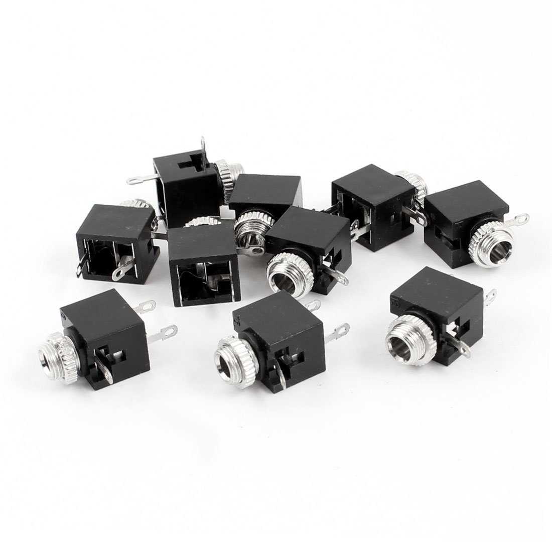 sourcing map 10 Pcs DIP PCB Mount 3 Poles Female 3.5mm Mono socket Jack