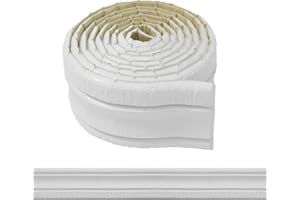 WADILE Crown Molding Peel and Stick, Flexible Wallpaper Border Wall Trim Border, Self Adhesive Mirror Moulding Frame Lines, 3D Edging Foam Ceiling Baseboard, White