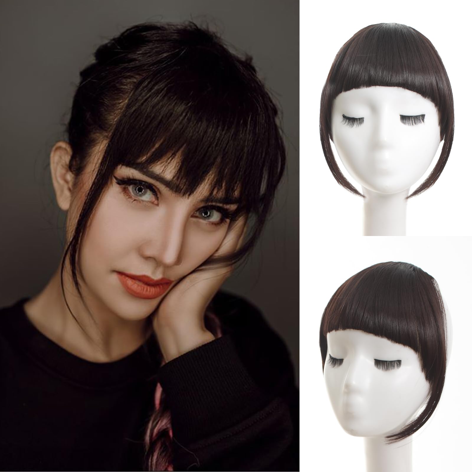 Photo 1 of Clip in Bangs Fake Bangs Clip on Bangs for Women Suitable for Women's Daily Wear