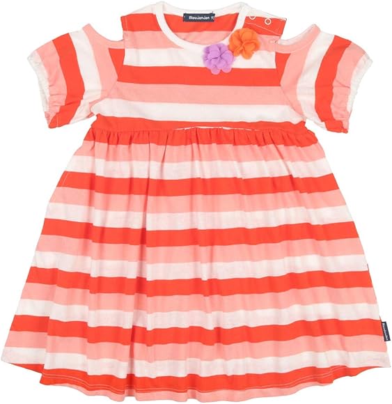 Amazon 子供服 Moujonjon ムージョンジョン ボーダー肩開き半袖ワンピース 80cm 140cm M ワンピース チュニック 通販