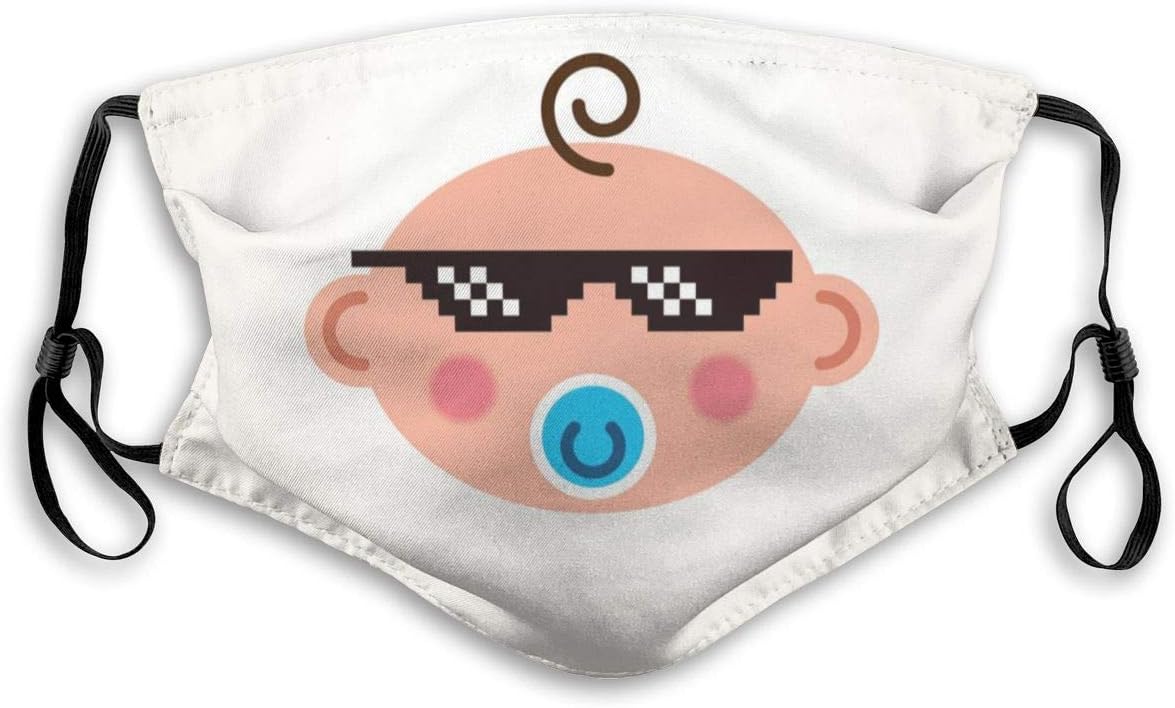 PJKOGMBJ Cool Baby PM2.5 Mouth Face Masks,Effective Powder and Dust Mask,N95 Mask Washable and Reusable Double Layered Face Mask -Free Two Filters