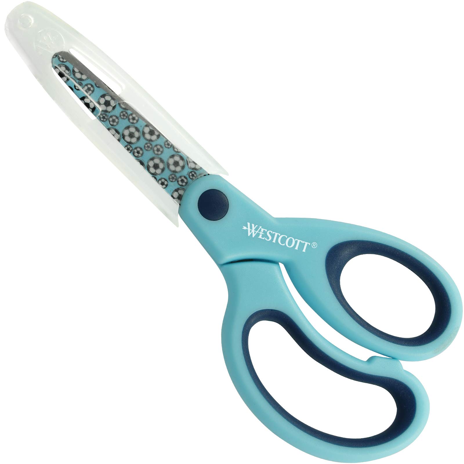 Westcott Softgrip Children's Scissors Football Motif Scissors for Children with Ergonomic Handle and Rounded Tip Craft Scissors for School and Household E-21561 00