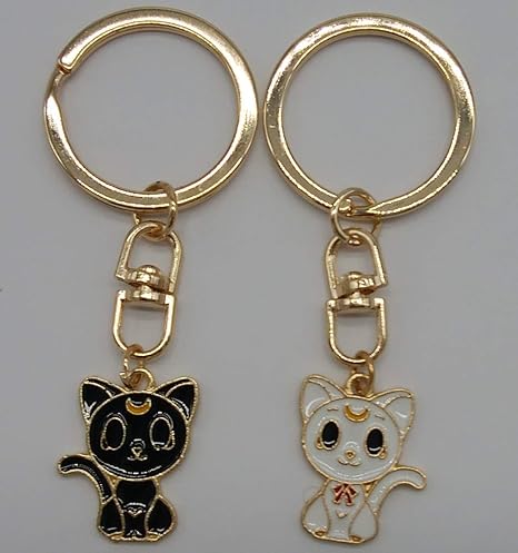 Amazon Co Jp かわいい 子猫 白猫 黒猫 仲良し ペア 小さな キーホルダー ホビー