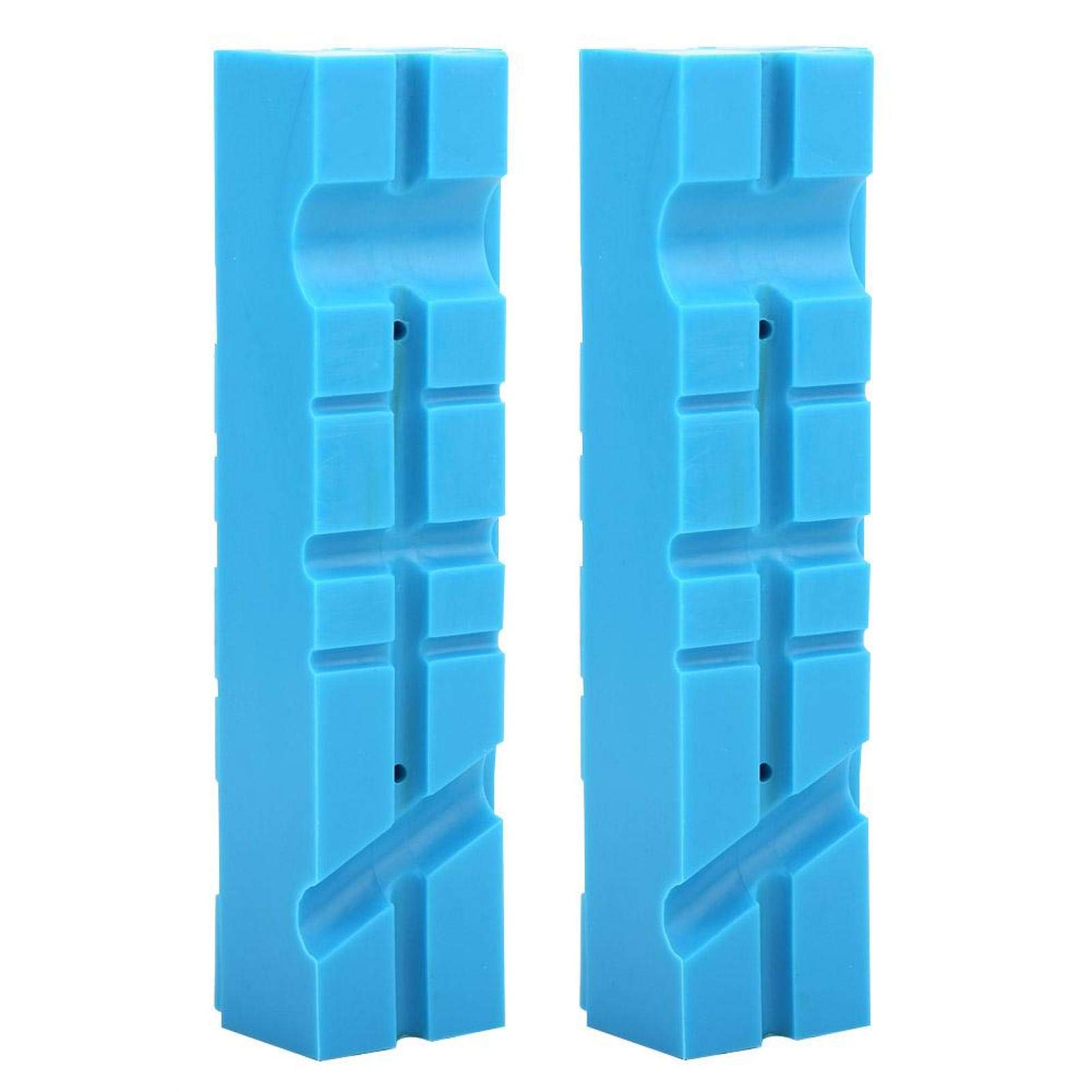 2Pcs Bench Vise Pad, Multi-Groove Blue Soft TPU Magnetic Vise Pads Covers Accessories for 4.5-inch Vise, Drilling Machine
