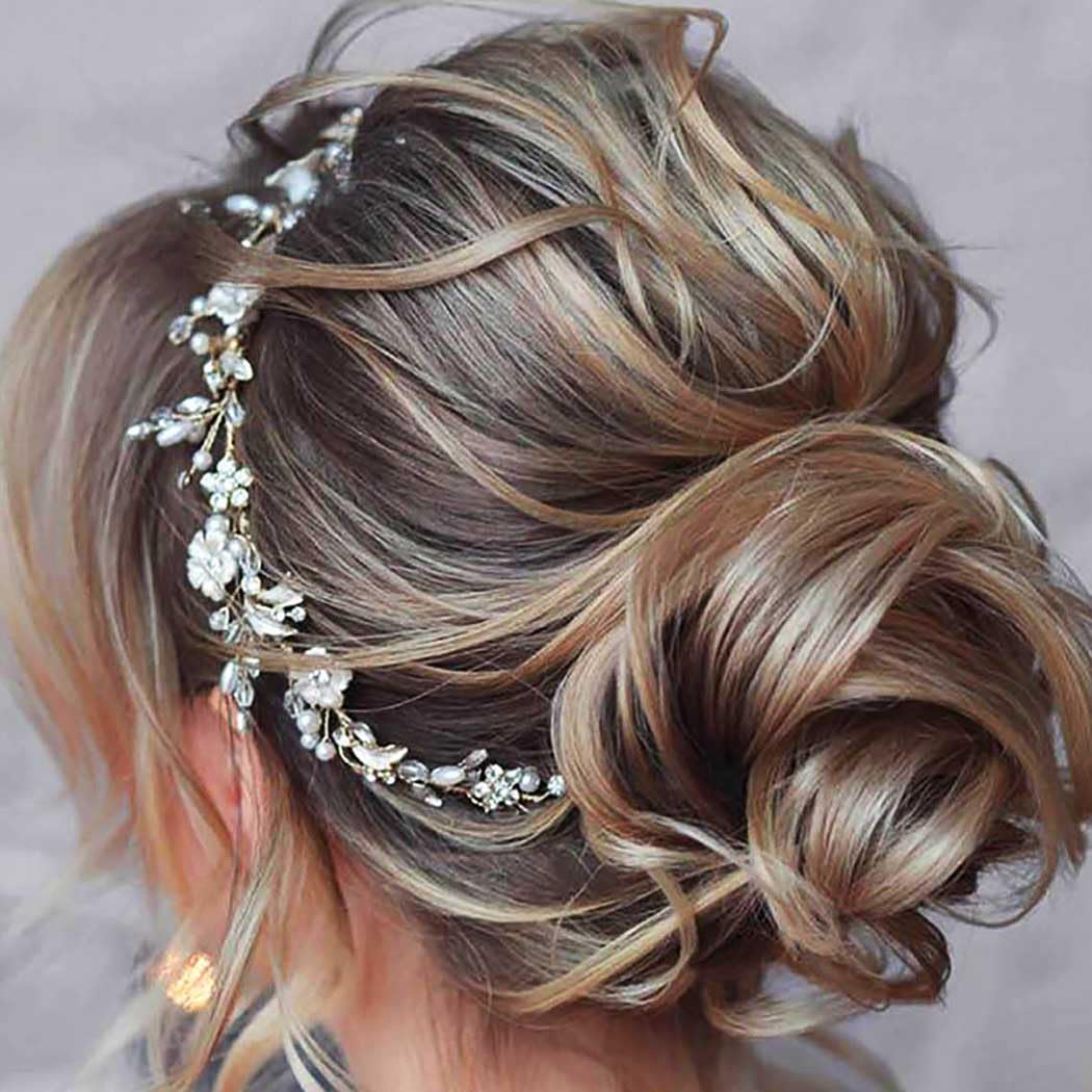 Unicra Silver Flower Hair Vine Bridal Wedding Hair Accessories Crystal Headband for Women and Girls