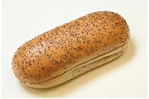 BOBALIFE BUBBLE TEA IN THE MAKING Rotellas Poppy Hinged Sliced Hot Dog Bun, 5.5 inch Length - 6 per pack -- 9 packs per case.