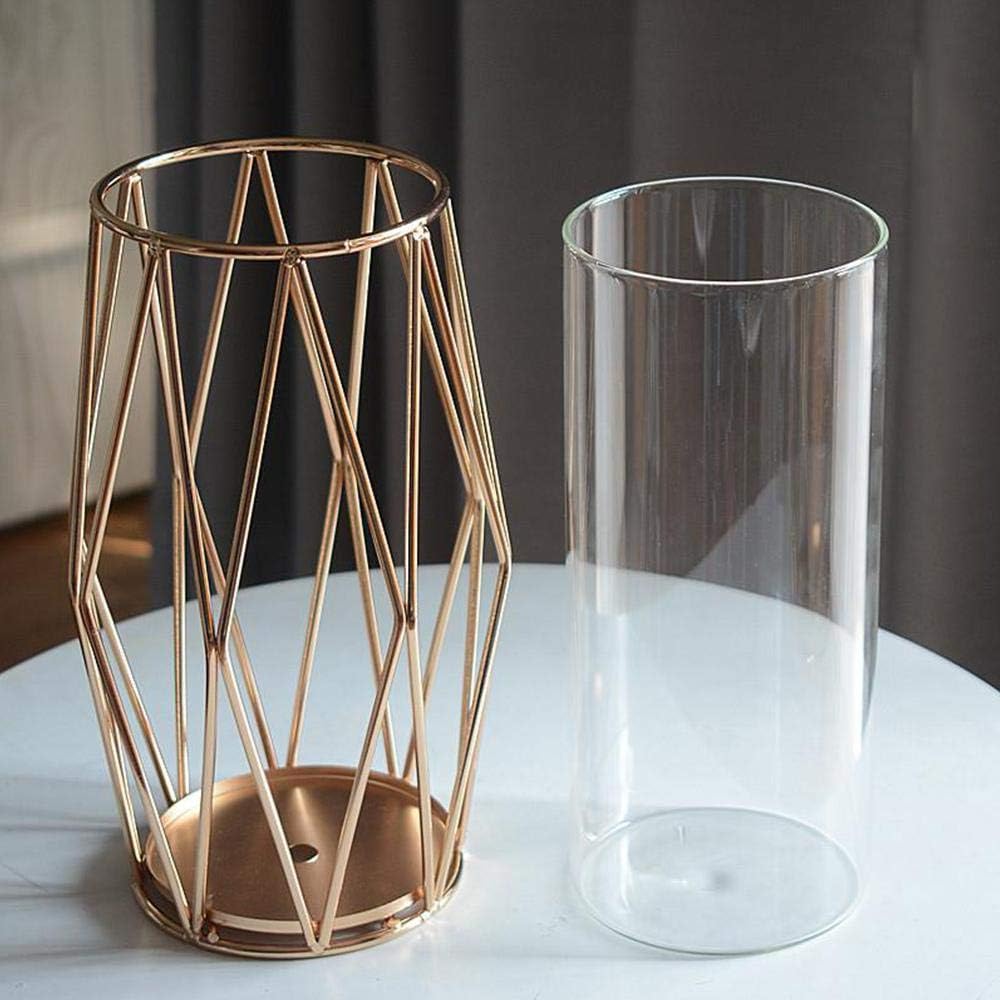 Vase en verre transparent Perfuw avec support en métal géométrique Simple plante de fleur