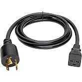 Toptekits Heavy-Duty Power Cord NEMA L6-20P to C19 for PDU and UPS 10ft/3m, 20A, 250V, 12AWG, IEC-320-C19 to NEMA L6-20P Power Cable, UL Listed