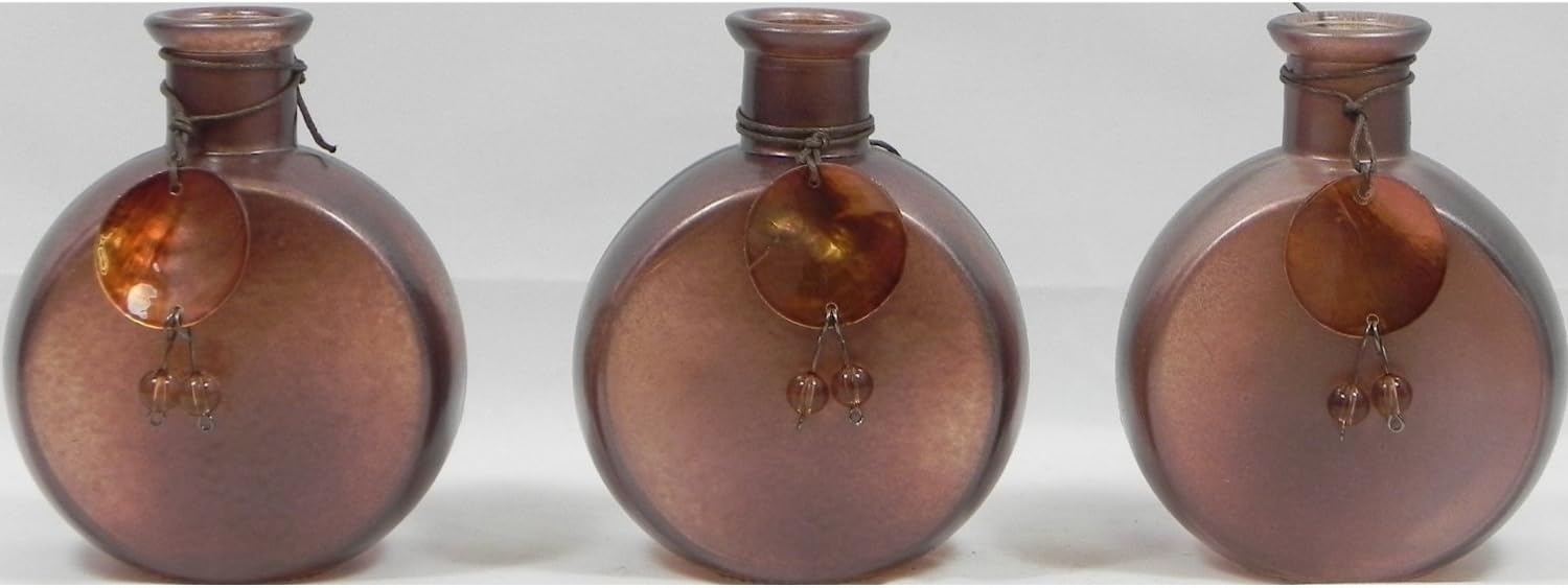Set of 3 Brown Glass Bud Vases